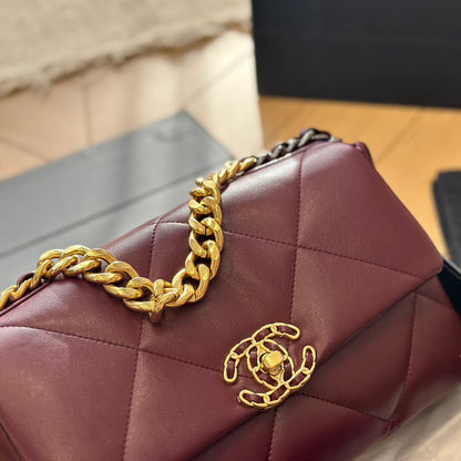 CNL Diamond check wine red chain bag 0724092501