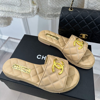CN flat gold label slippers XC0723083005