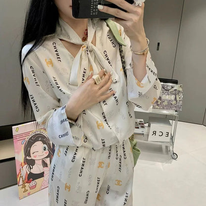 Premium Satin Print Shirt Trousers Suit 1024050910