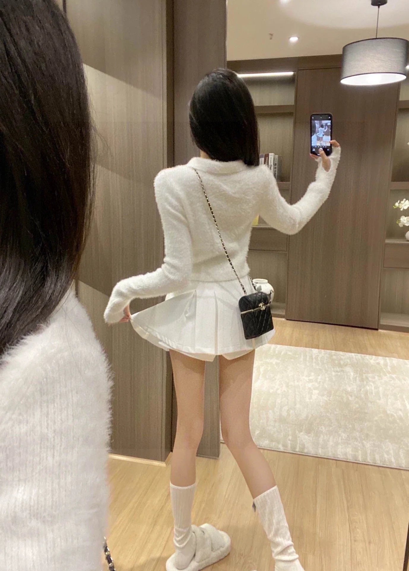 CHA Camellia Mink Fur Ball Strap Sweater 0724012303