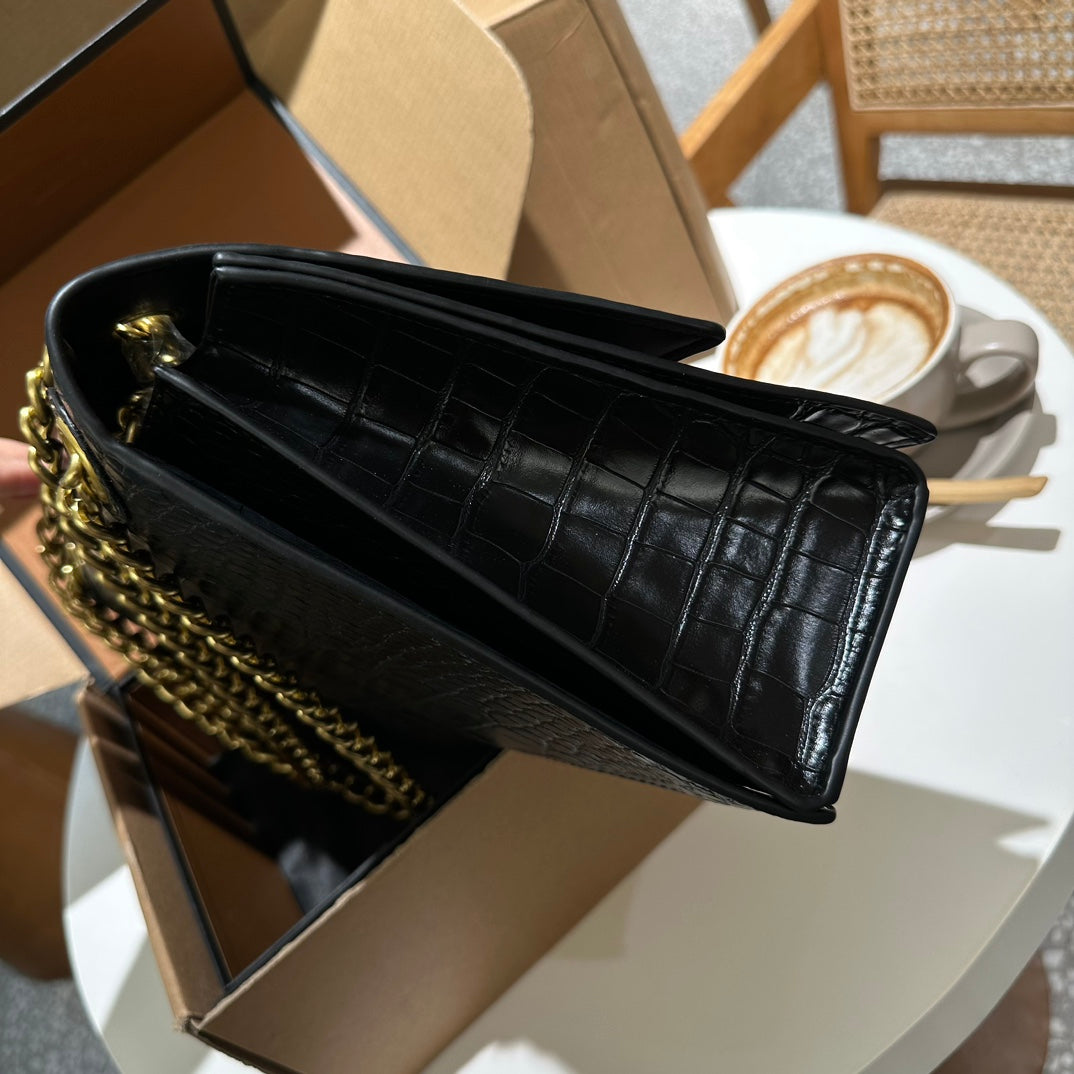 B hourglass crocodile-embossed shoulder bag XC1823081601