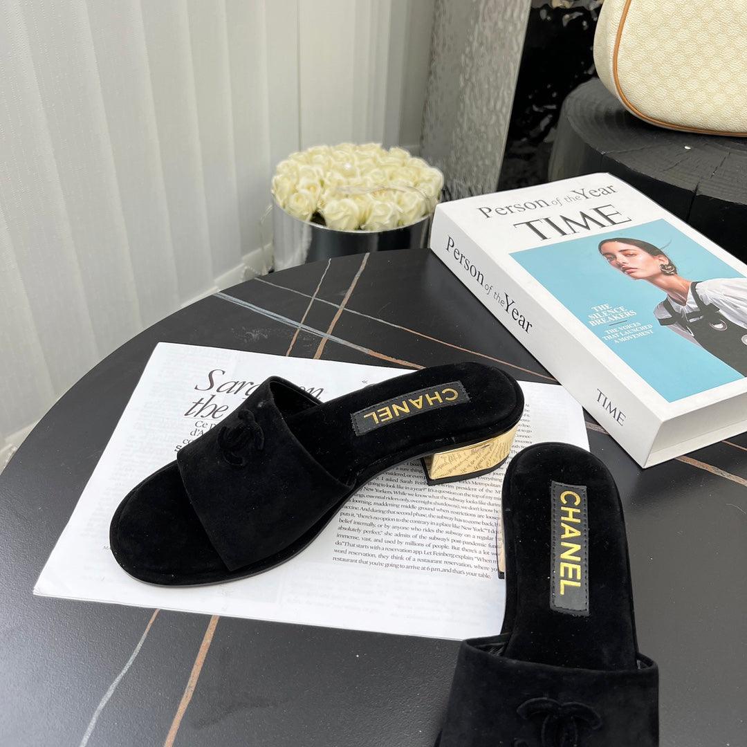 Chane1 top fashion low heel suede slippers 0724030809