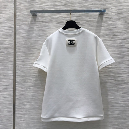 CNL round neck stitching diamond patent leather short sleeves 0724121105