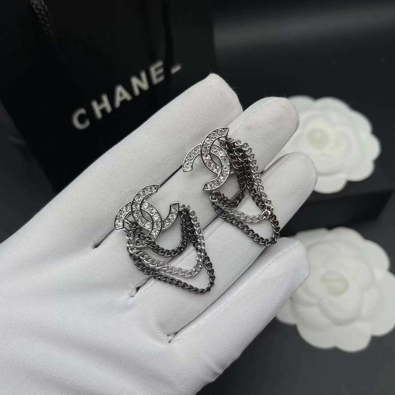 Fashionable Tassel Full Diamond Earrings 1024010313
