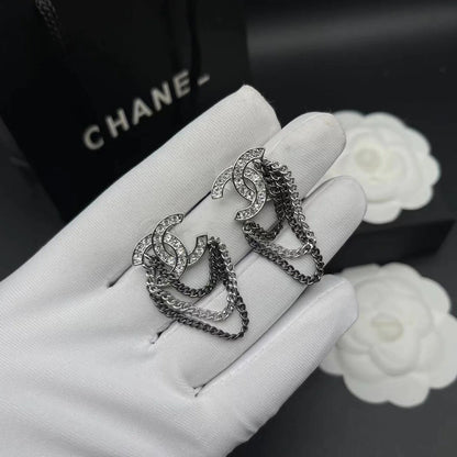 Fashionable Tassel Full Diamond Earrings 1024010313