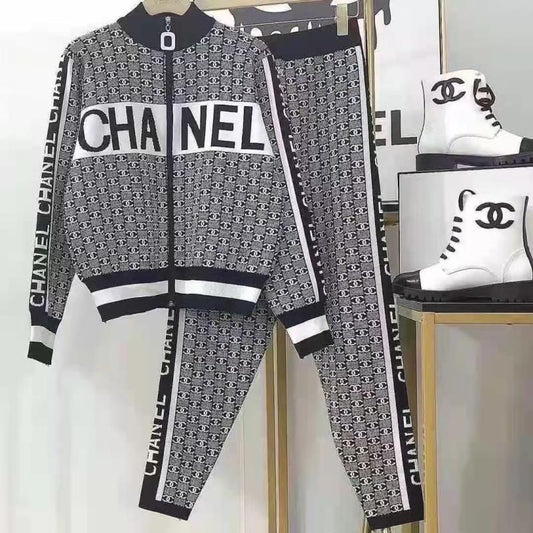 Fashion knitted casual cardigan two-piece set PF1023101324