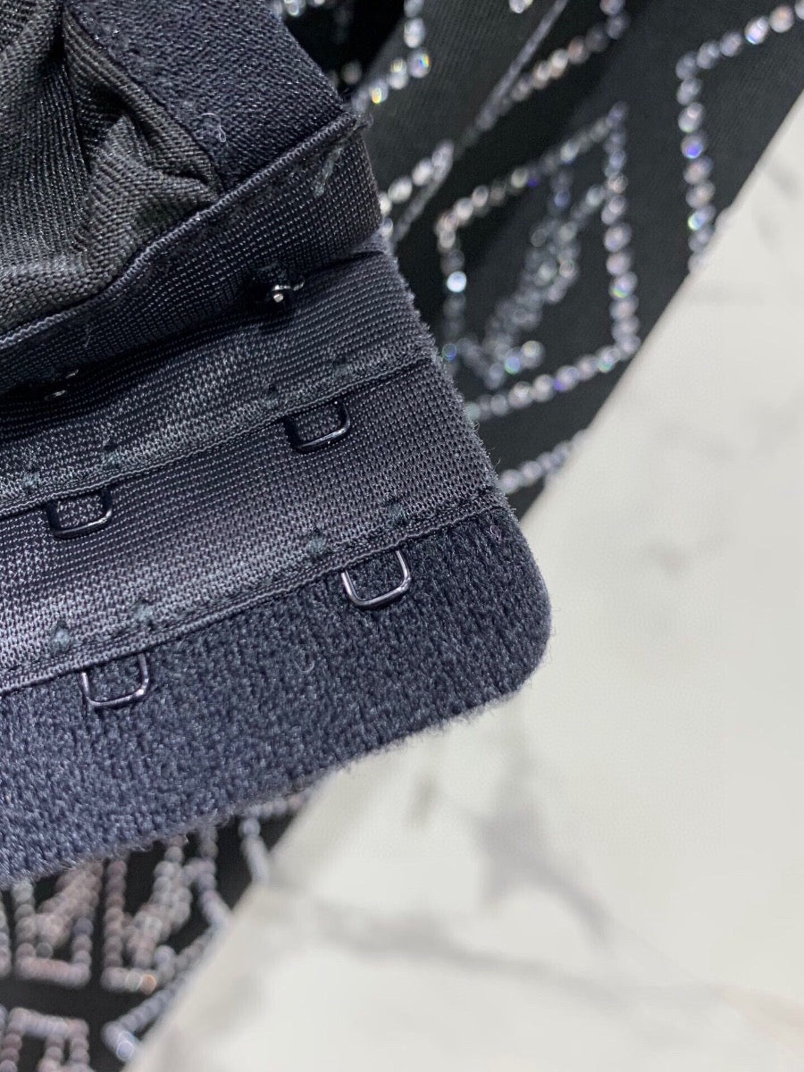 YSL New Slim-Fit Bodysuit with Logo Embellishments Crystals 0725022704