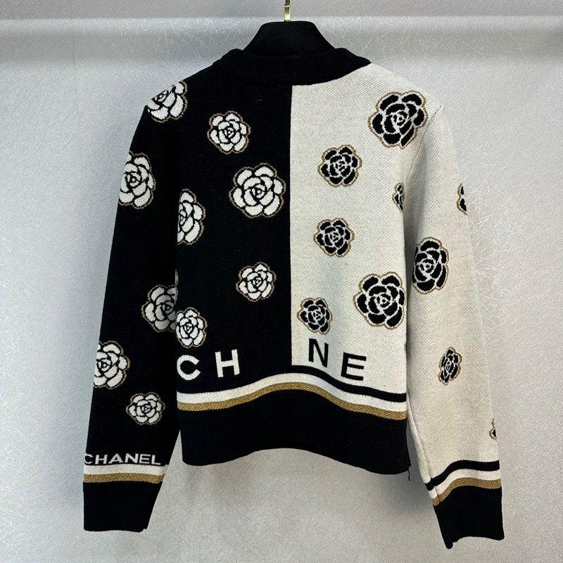 Camellia Small Fragrance Color-block Pullover Sweater Women's Design Sense Elegant op-PD05202312201