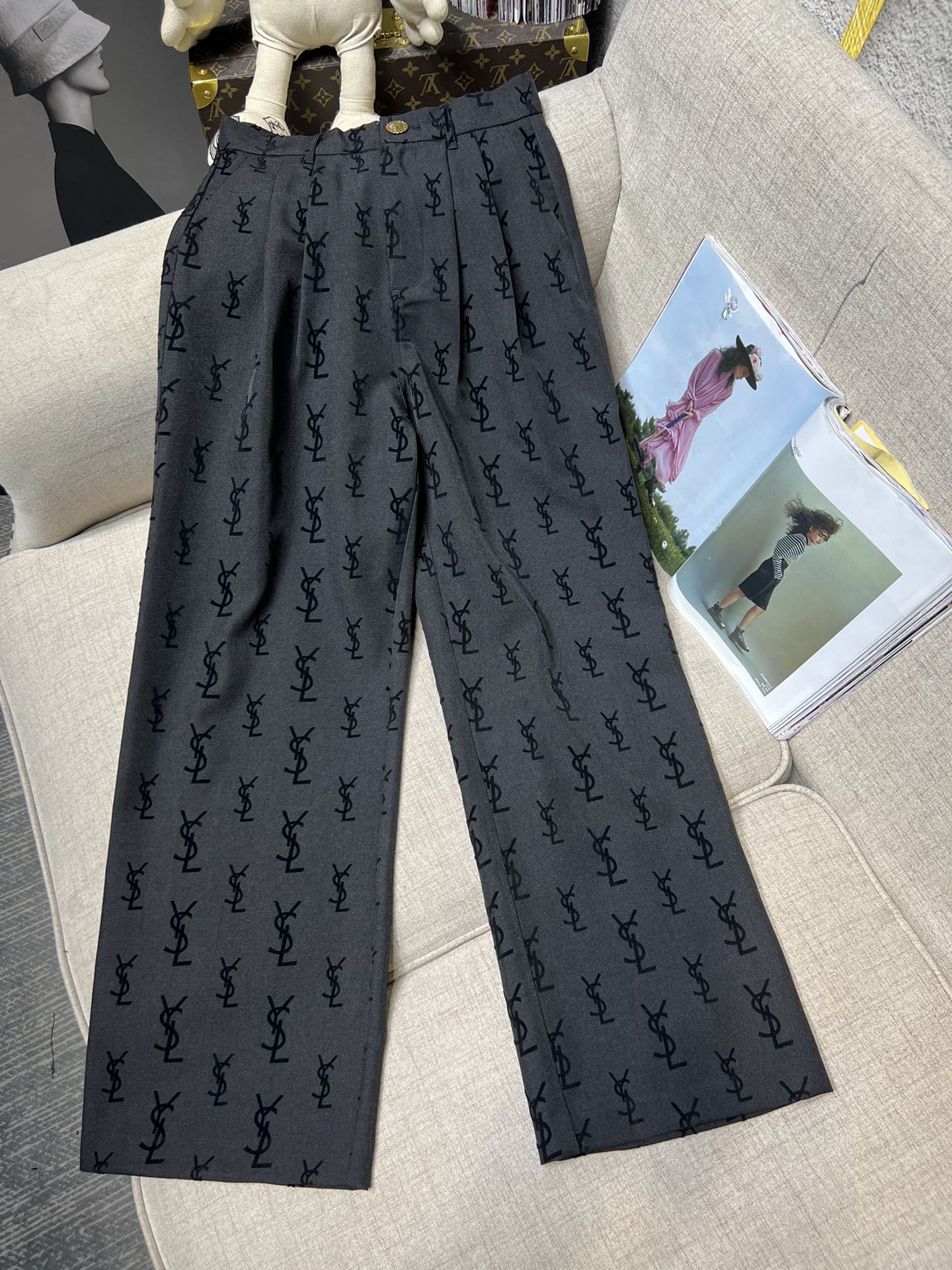 Flocked logo wide-leg trousers 1824021905