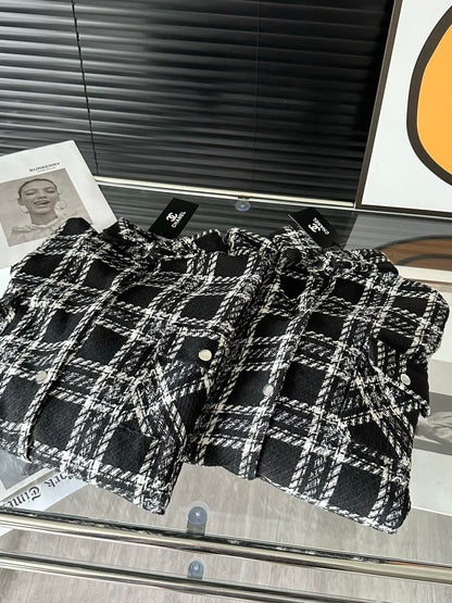 Plaid small fragrant style woven jacket thick coat XC0823092724
