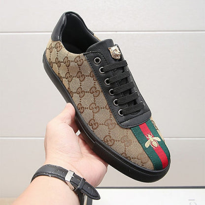 Men's Brown  Leisure printed canvas heavy industry bee casual shoes