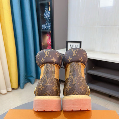 New Black and Brown V Logo Men's bootsPD052024090603