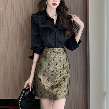 New Fashion Versatile Shirt High Waist Skirt 1024010504