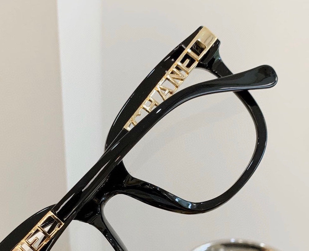 Transparent plain hollow gold label glasses XC0823101909