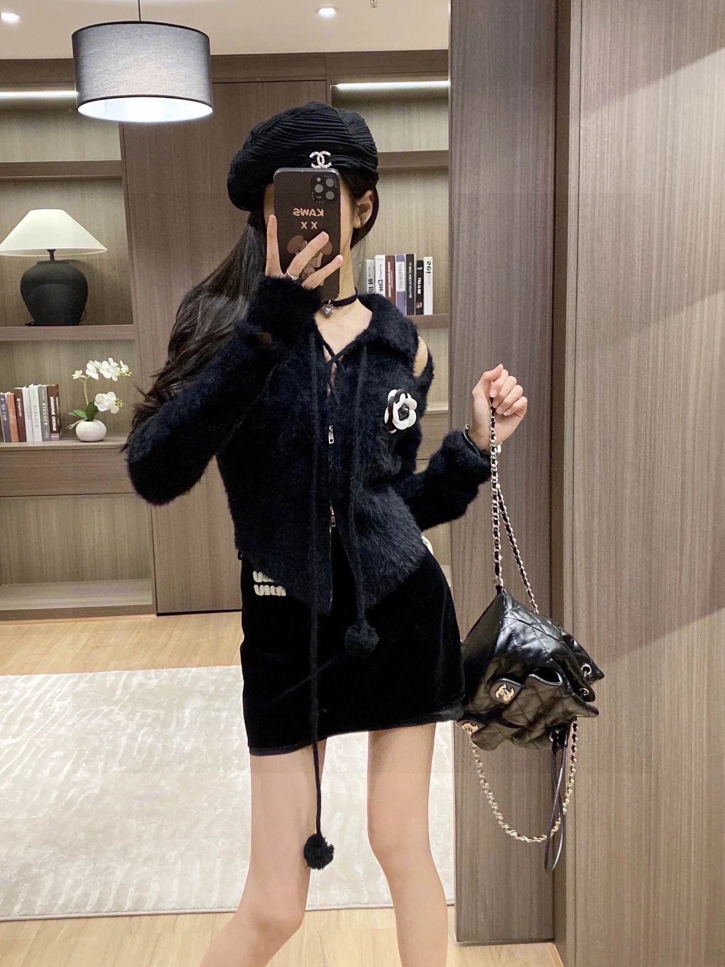 CHA Camellia Mink Fur Ball Strap Sweater 0724012303