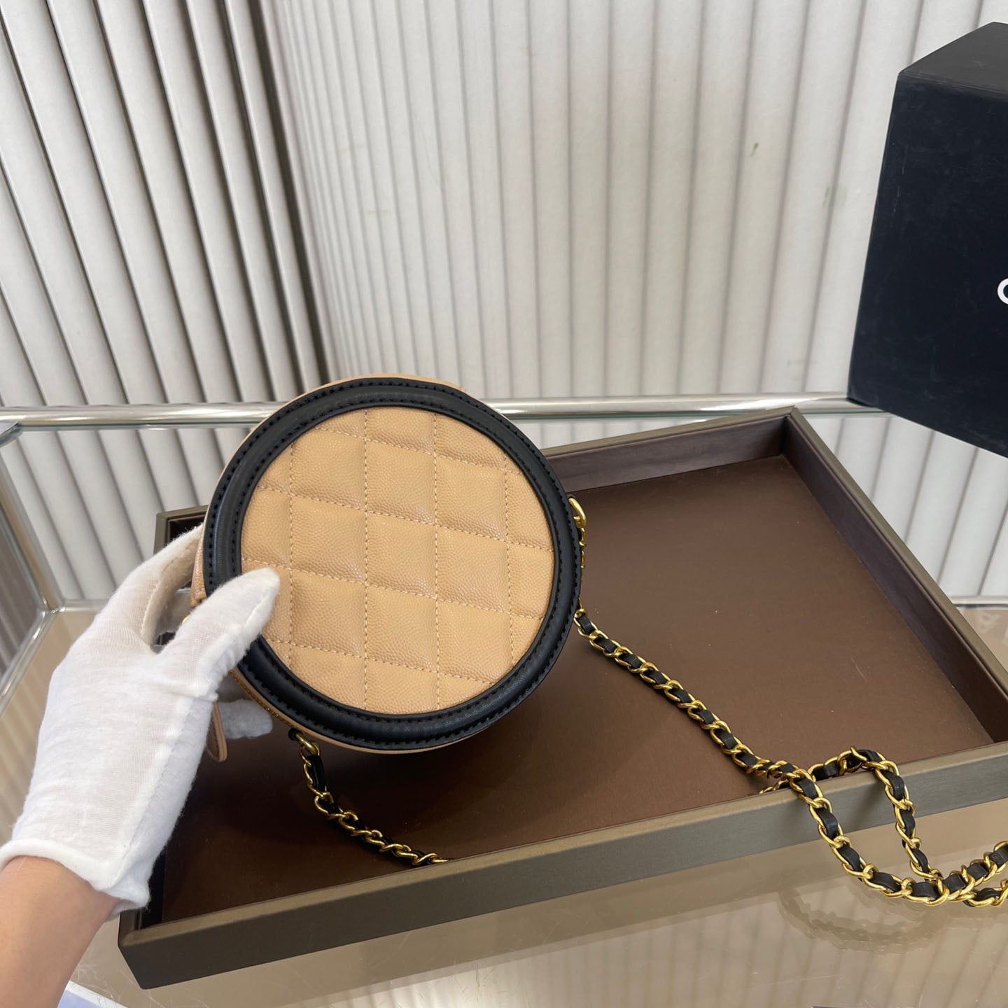 Brown Retro Small Round Cake Bag WLFBG23021722