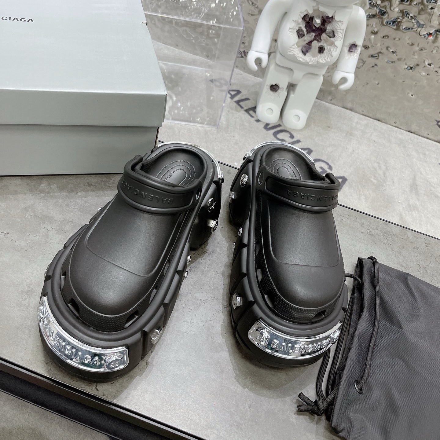 BB collaboration metal decorative thick-soled slippers 0724033101