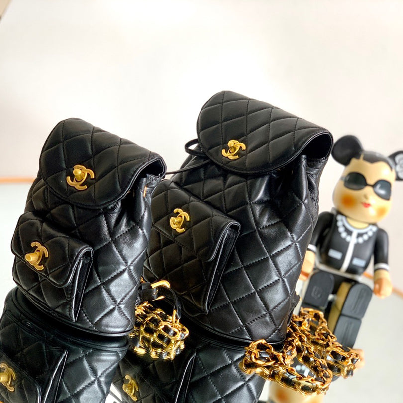 Vintage  Backpack-Gold-tone Metal-2 Sizes