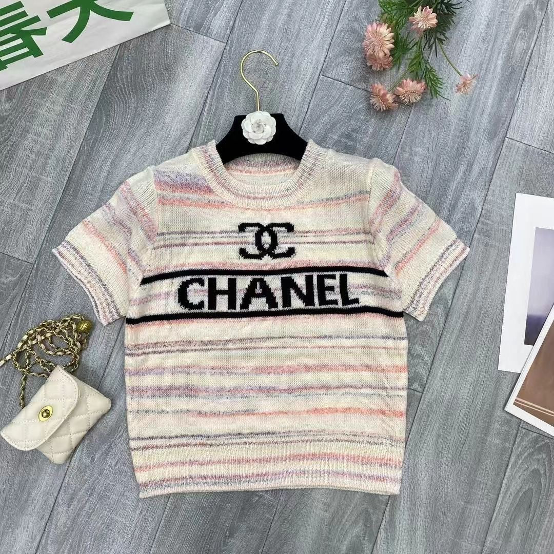 knitted short sleeve top 071