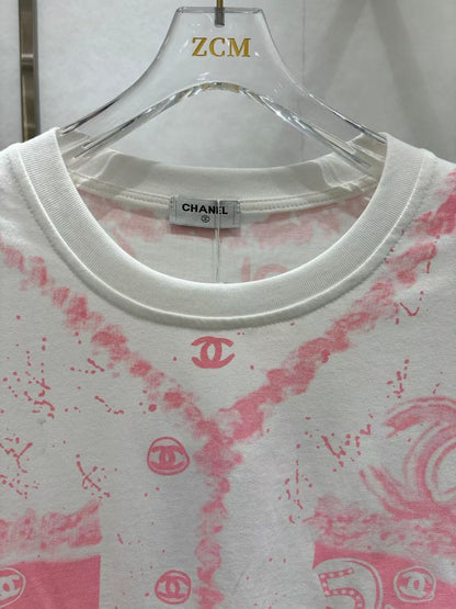 New Round Neck Color Long Letter Embroidery Short Sleeve 1024050912