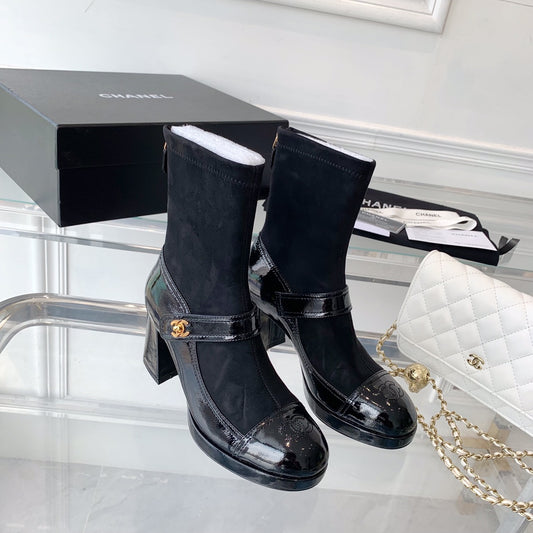 CNL Fashionable Leather and Suede Boots 0724102318