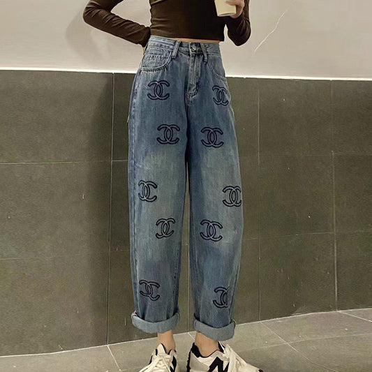 Fashion casual denim wide leg pants PD0123072122