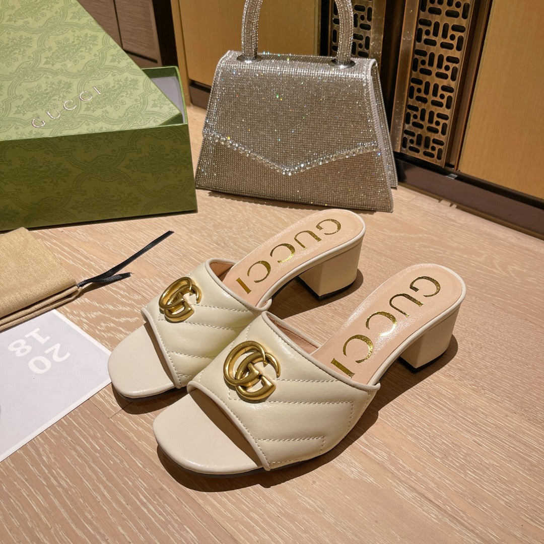 Black G Logo Handmade Leather women's High Heeled-WX05202362601