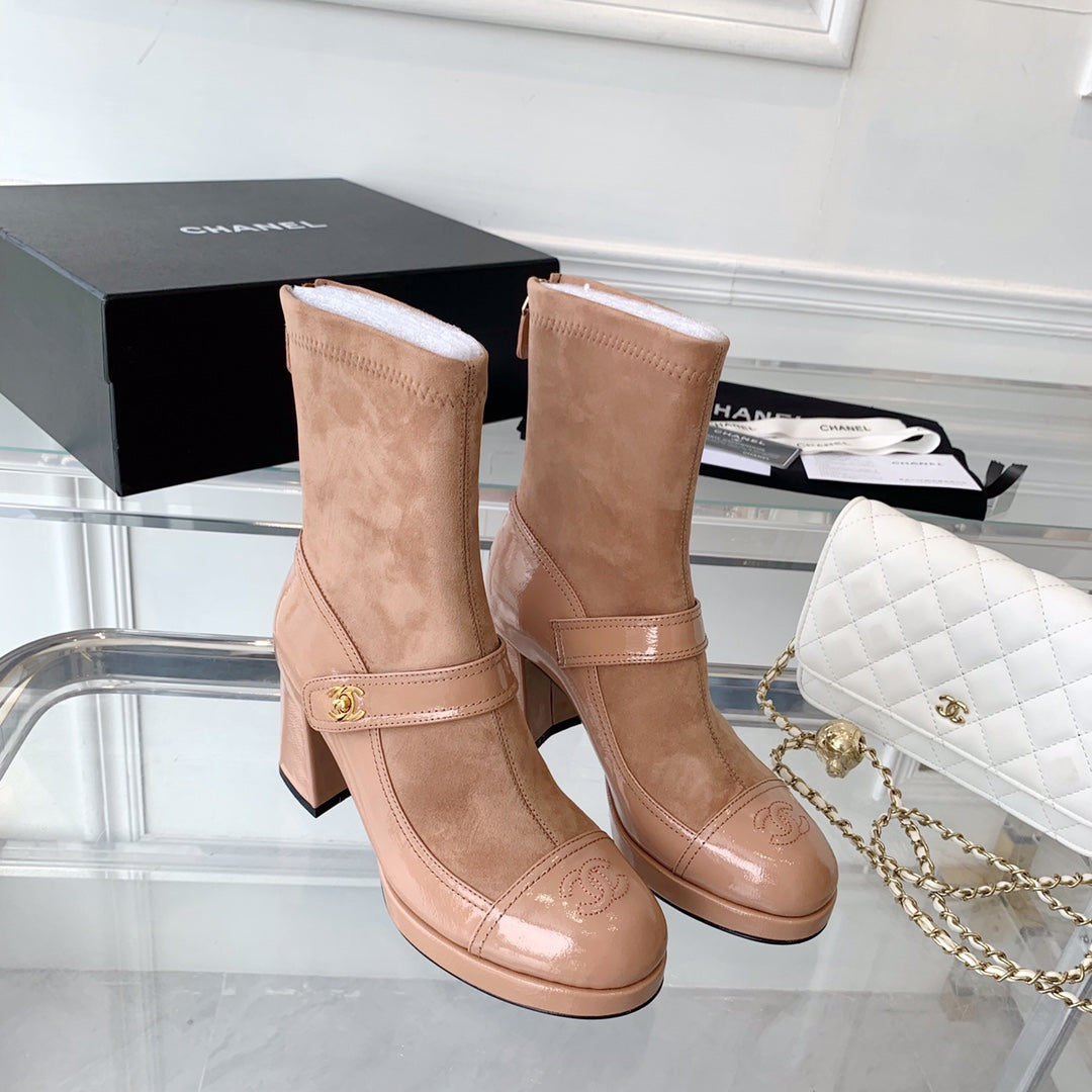 CNL Fashionable Leather and Suede Boots 0724102318