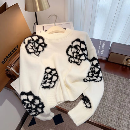 Small Fragrant Style Camellia Women's Autumn And Winter Sweater -PD052023122803