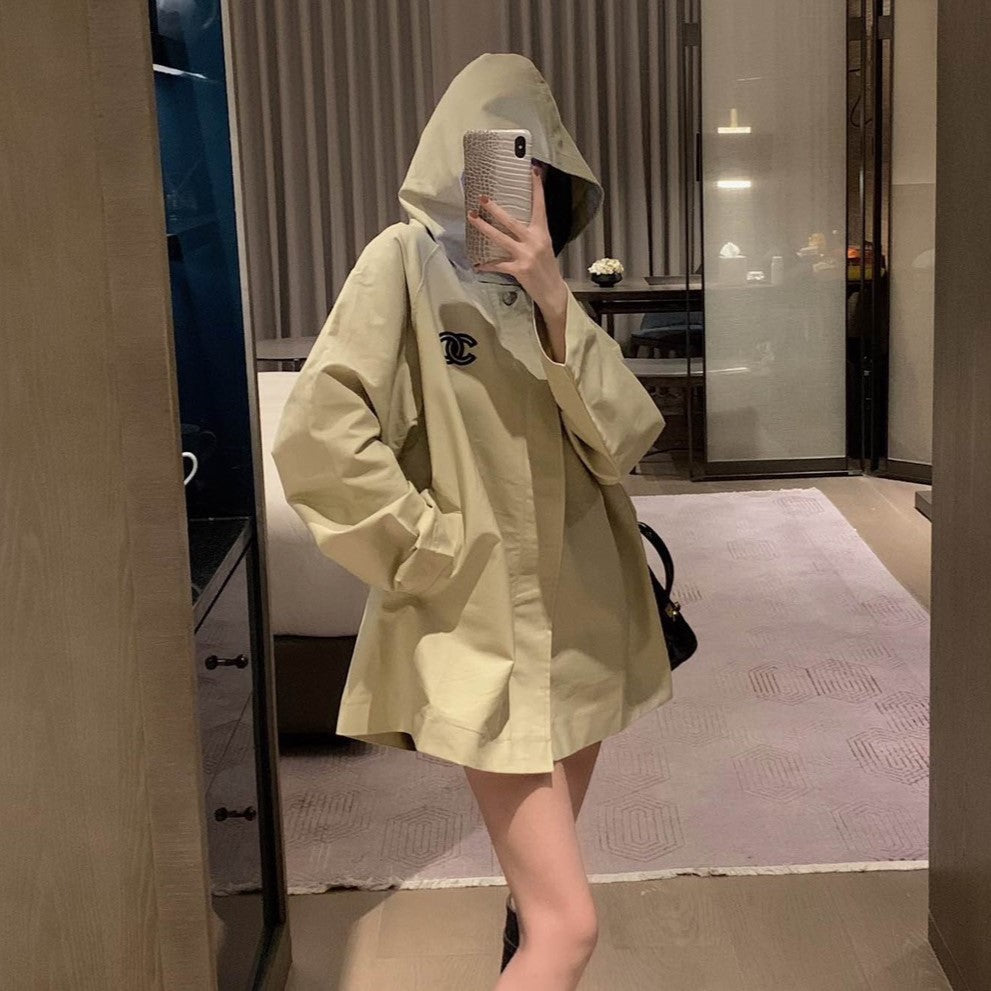 hooded silhouette trench coat XC0823092725