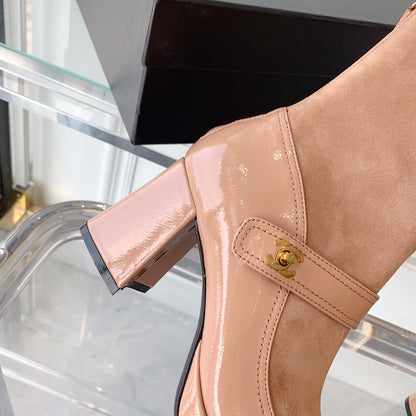 CNL Fashionable Leather and Suede Boots 0724102318