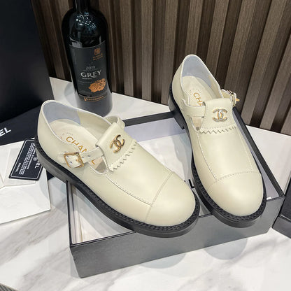 Retro versatile genuine leather shoes loafers 0724030508