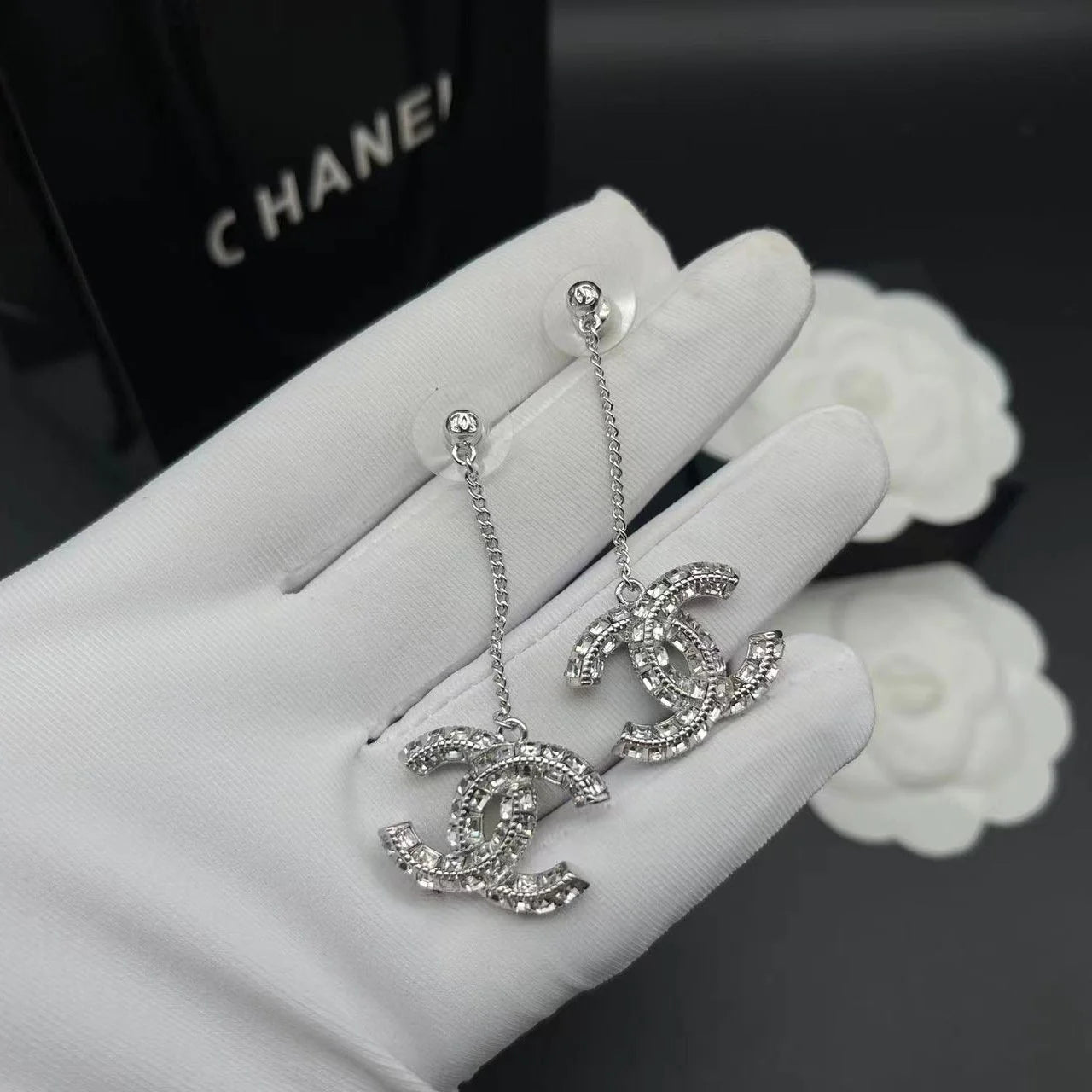 Fashionable Tassel Full Diamond Earrings 1024010313
