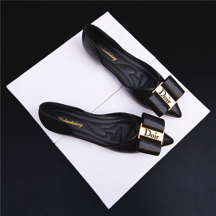 BLACK HANDMADE LEATHER DLOGO WOMEN'S SLIPPERS