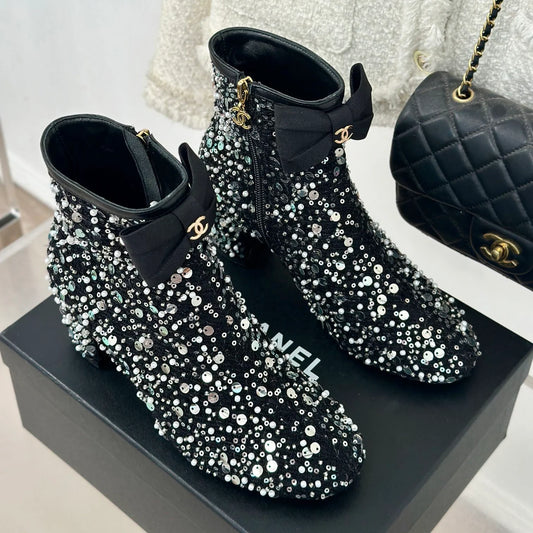 Fashion sequin bow short boots 1024103008