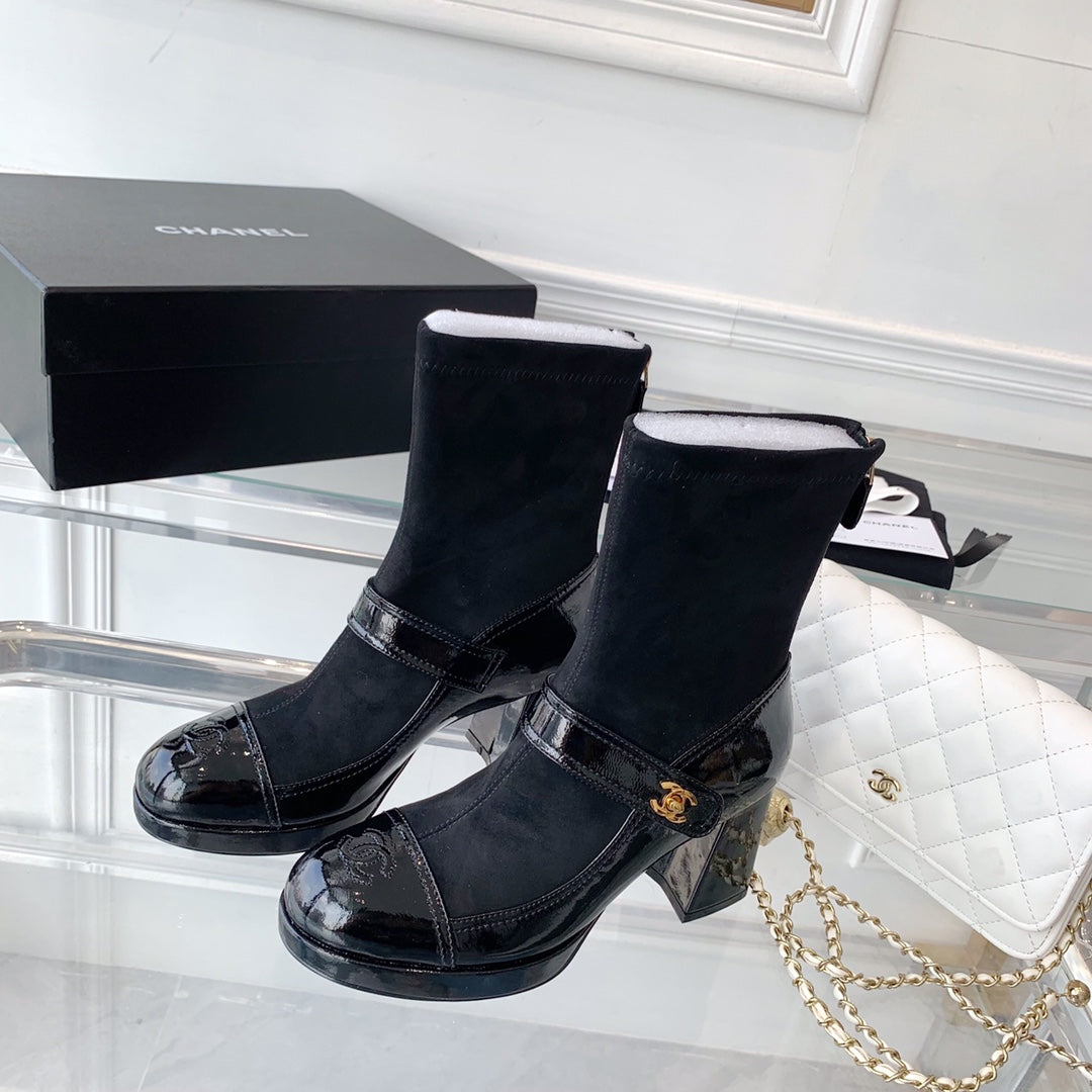 CNL Fashionable Leather and Suede Boots 0724102318