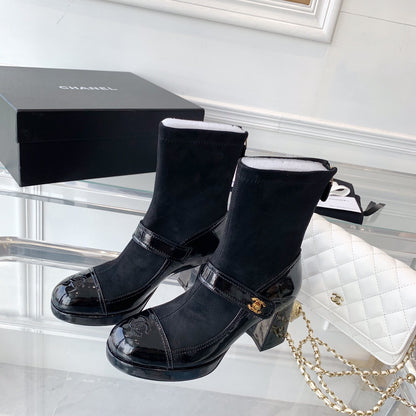 CNL Fashionable Leather and Suede Boots 0724102318