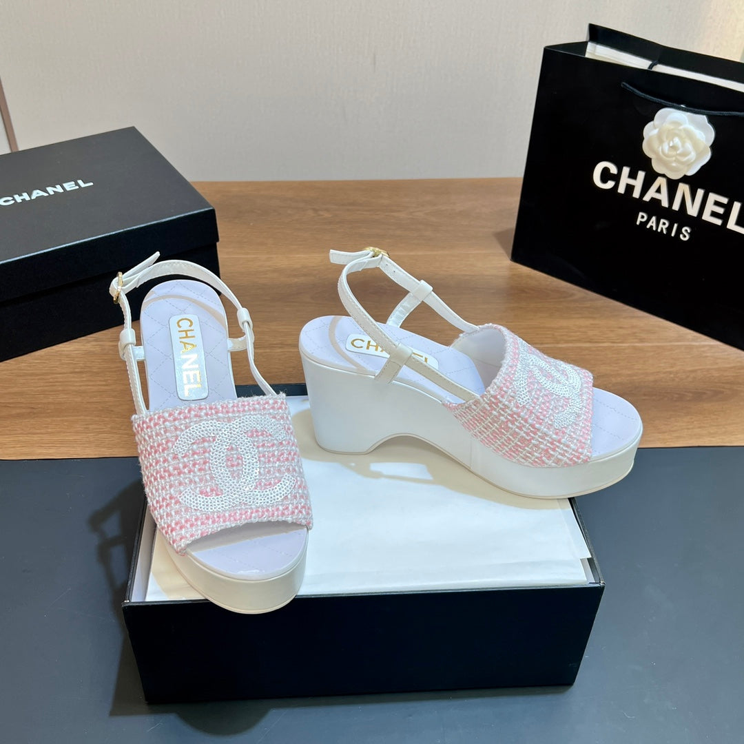 CNL thick-soled colorblock high-heeled sandals 0724042702