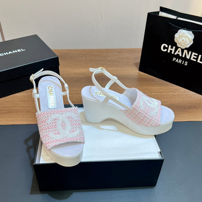 CNL thick-soled colorblock high-heeled sandals 0724042702