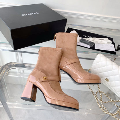 CNL Fashionable Leather and Suede Boots 0724102318