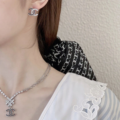 Fashionable Diamond Necklace Bow Necklace X091113