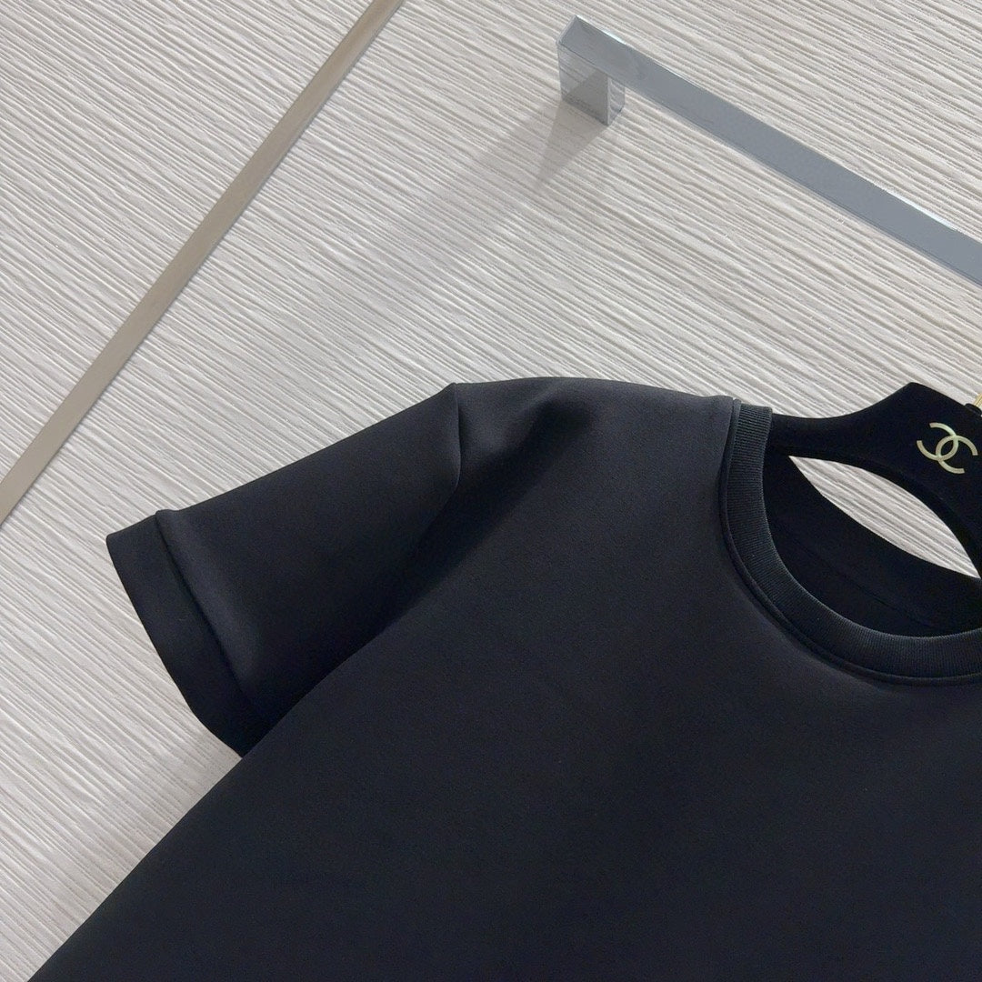 CNL round neck stitching diamond patent leather short sleeves 0724121105