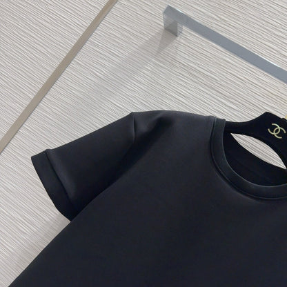 CNL round neck stitching diamond patent leather short sleeves 0724121105