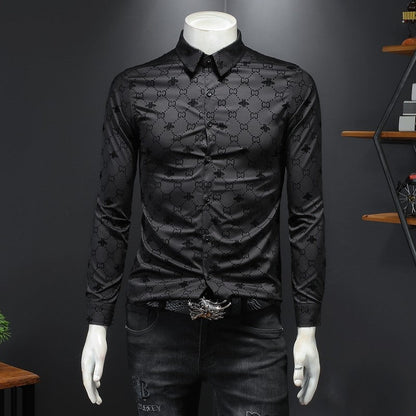 New Fashion Casual Versatile Men's Long Sleeve Shirt PF1023110704
