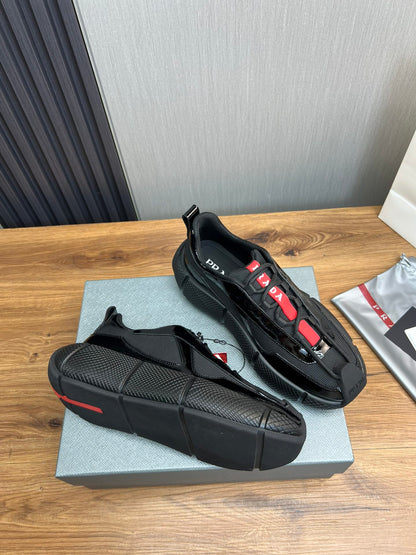 PR patent leather and mesh lace-up sneakers 0724111901