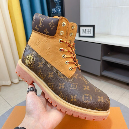 New Black and Brown V Logo Men's bootsPD052024090603