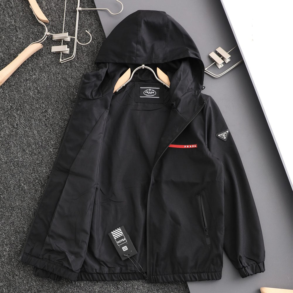 PR Triangular logo red tape hooded jacket 1824100701