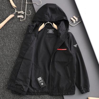 PR Triangular logo red tape hooded jacket 1824100701