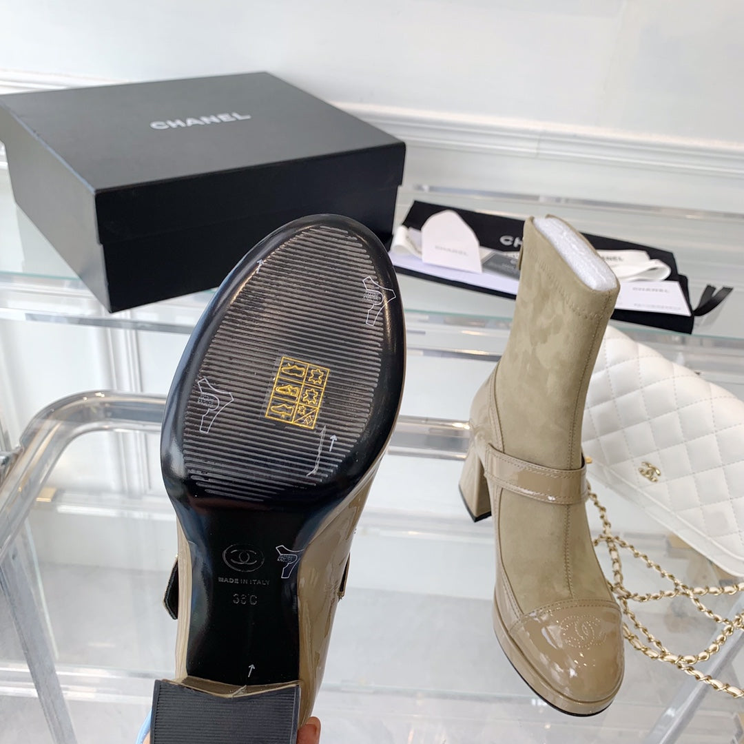 CNL Fashionable Leather and Suede Boots 0724102318