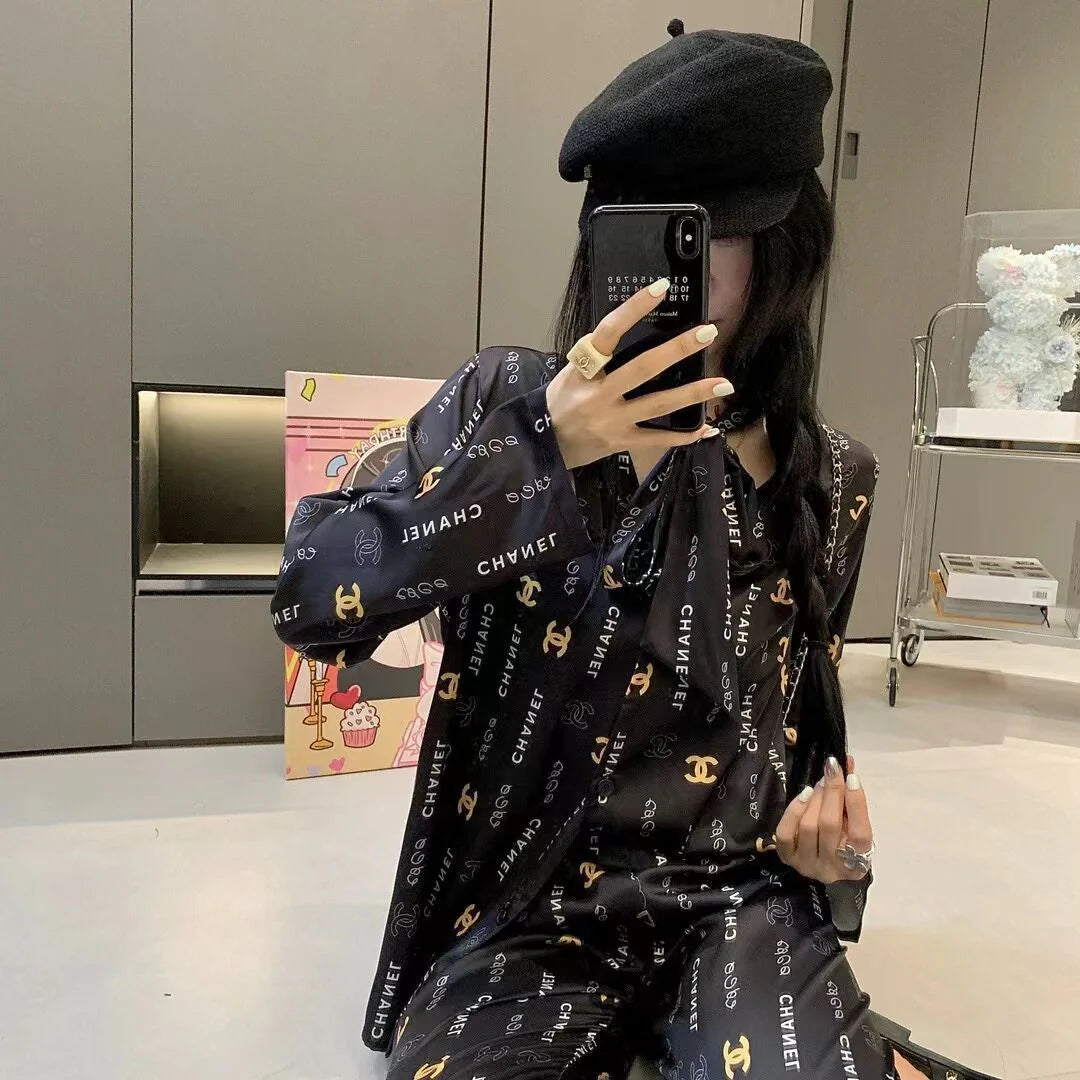 Premium Satin Print Shirt Trousers Suit 1024050910